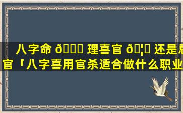 八字命 🕊 理喜官 🦊 还是忌官「八字喜用官杀适合做什么职业」